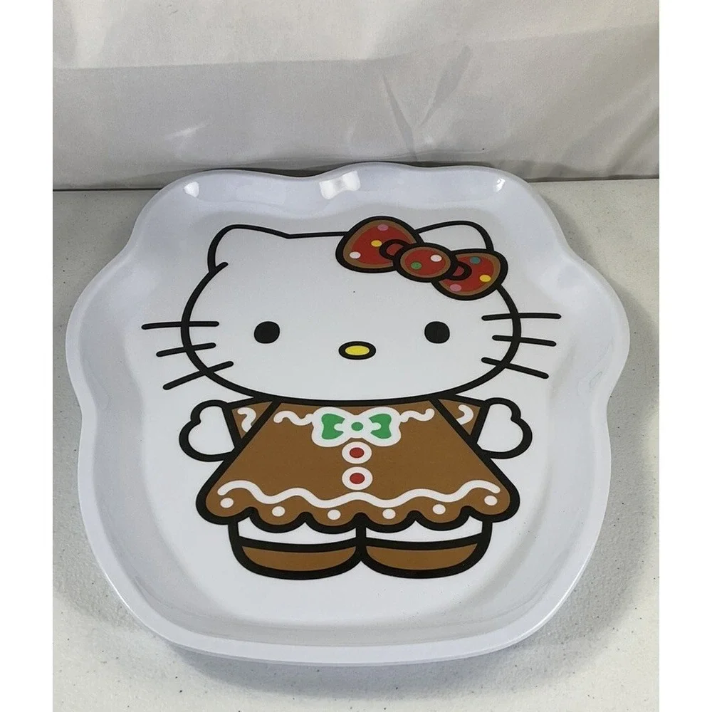 Sanrio Hello Kitty Gingerbread Christmas Melamine Platter Character Shape 14x12